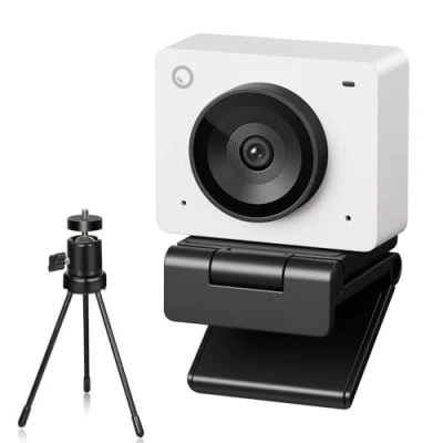 Abbildung von OBSBOT Meet SE 1080P 100FPS Webcam für PC, USB mit AI Tracking, Mikrofon, Stativ, gestaffeltem HDR, Beauty Modus, Plug&amp;Play Streaming Kamera Laptop/Desktop, Konferenzen weiß