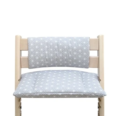 Abbildung von Blausberg Baby Sitzkissen Kissen Polster Set Junior *31 FARBEN* für Tripp Trapp ohne Schlitz im (Happy Star Grau) alle Materialien OEKO TEX® Standard 100 zertifiziert 100% made in HH
