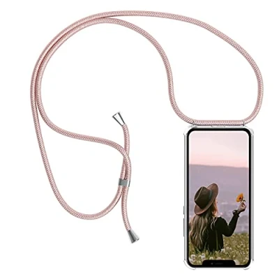 Abbildung von YuhooTech Handykette Hülle Kompatibel mit iPhone 13 Pro Handyhülle, Smartphone Necklace Band Handyhülle Kordel Umhängenband Schnur Case zum umhängen in Rose Gold