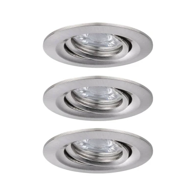 Abbildung von Paulmann 92973 Nova Mini Plus LED Einbauleuchte Coin 3er Set rund schwenkbar 3x4,2W EasyDim dimmbar Eisen gebürstet Aluminium Warmweiß 2700K, 126 W