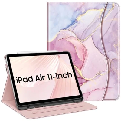 Abbildung von Fintie Hülle für iPad Air 5. Generation 2022 / 4. 2020 10.9 Zoll, Multi Winkel Betrachtung Folio Stand Schutzhülle Case Cover mit Dokumentschlitze, Auto Sleep/Wake, Schwarz