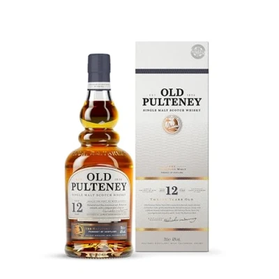 Abbildung von Inverhouse Distillers Old Pulteney Highlands Single Malt Whisky 12 Years der maritime, von Meeresluft geprägte aus Schottland in Geschenkverpackung mit 40% vol. Alkohol (1 x 0,7l)
