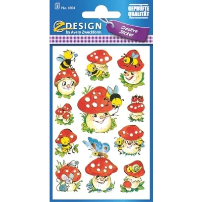Abbildung von 10 x Z Design Sticker 76x120mm Papier 3 Bogen Motiv Lustige Pilze