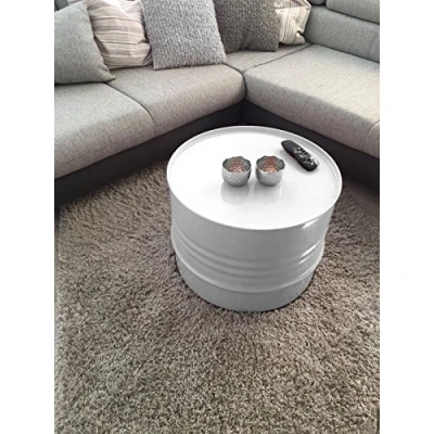 Abbildung von Fassmöbel Beistelltisch Ölfass Tisch Fass Design Möbel Couchtisch Weiss Ø 57cm