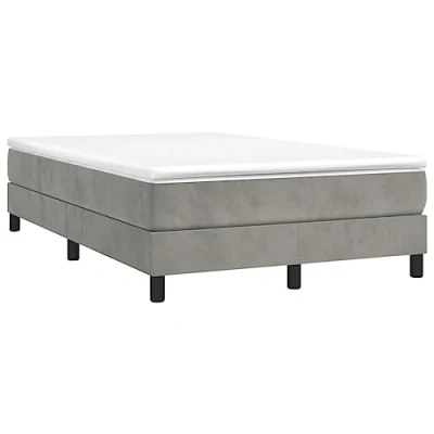 Abbildung von vidaXL Bettgestell, Polsterbett Bett für Schlafzimmer, Bettrahmen mit Lattenrost Stützbeinen, Schlafzimmerbett Doppelbett, Hellgrau 120x200cm Samt