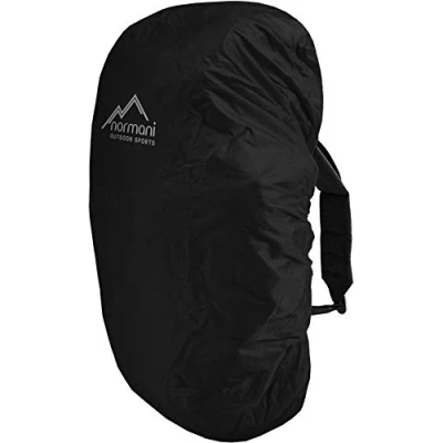 Abbildung von normani wasserdichter Regenueberzug Raincover Regenhülle für Backpacks Rucksack Farbe Dunkelschwarz Größe 100 130 Liter