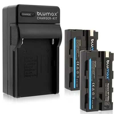 Abbildung von Blumax 2X Akku NP F550 2400mAh + Ladegerät NPF550 Charger F970 F960 F750
