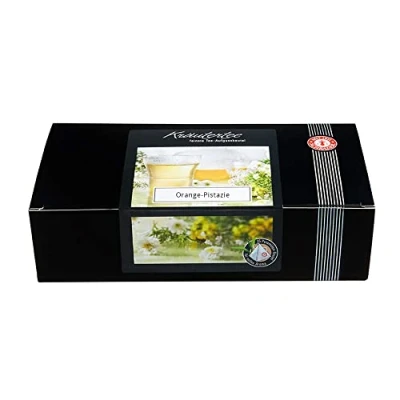 Abbildung von Schrader Kräutertee Orange Pistazie im praktischen Pyramiden Teeaufgussbeutel 75g