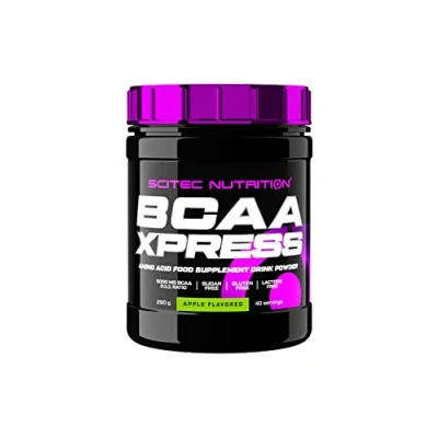 Abbildung von Scitec Nutrition BCAA Xpress, Zucker , Gluten &amp; Laktosefrei, 5g reine BCAA, Muskelaufbau Wachstum, 2:1:1 Aminosäurenverhältnis, aromatisiert leicht zu mischen, 280 g, Apfel