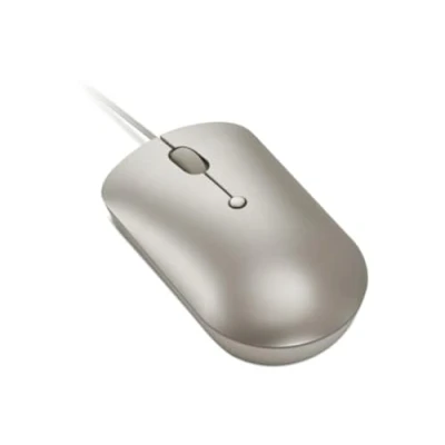 Abbildung von Lenovo 540 USB C Computermaus mit Kabelverbindung für PC, Laptop, Computer Windows oder Chrome OS, beidhändiges Design, 4 Tasten, kompakte Größe Sand
