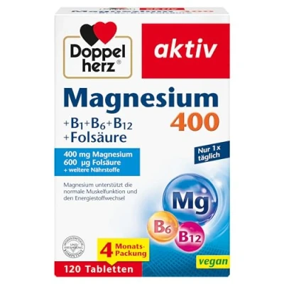 Abbildung von Doppelherz Magnesium 400 + B1 B6 B12 Folsäure 120 St