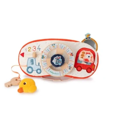Abbildung von Lilliputiens Baby Aktivitätstafel Ideal fürs Auto Interaktives Spielzeug mit Lenkrad, Schlüssel und Spiegel Busy Board Fördert die Motorik Fantasie Ab 12 Monaten 83526