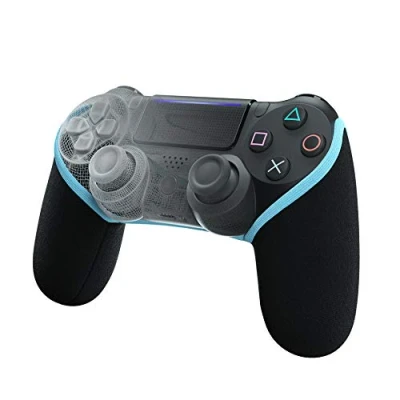 Abbildung von SMART GRIP Controller Hülle kompatibel zu PS4 Das ultimative Anti Sweat und Rutsch Upgrade, Waschbar (Schwarz/Hellblau)