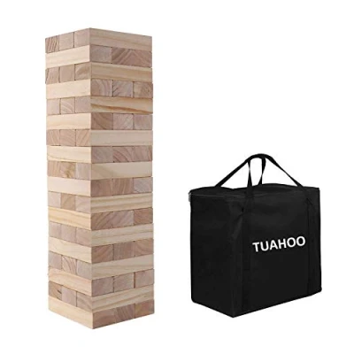 Abbildung von TUAHOO Riesenwackelturm Spiel Holz Stapelturm Builds Von 0.6m 1,5m Groß Tumble Tower Spiele Jumbo Toppling Blocks Spielzeug Für Kinder Erwachsene &amp; Familie