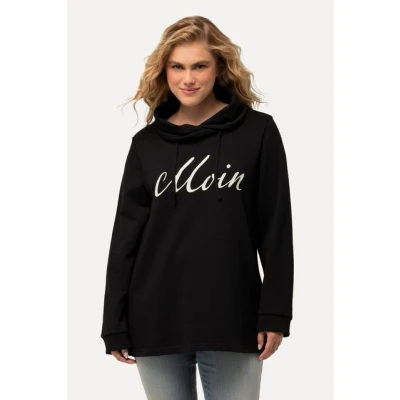 Abbildung von Ulla Popken Grussmotiv Stehkragen Sweatshirt, Damen, Größe: 42/44, Black