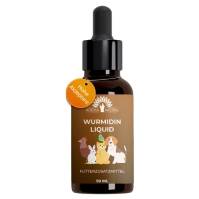 Abbildung von ADEMA NATURAL® WURMIDIN Liquid Wurmmittel Wurmkur Tropfen/Flüssig für Tiere Hunde, Katzen, Kaninchen, Schafe, Geflügel &amp; Vögel Alternative bei Wurmbefall 50 ml