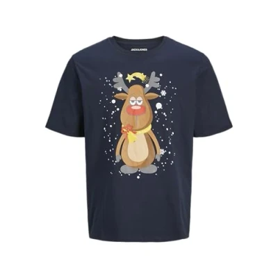 Abbildung von Jack &amp; Jones XMAS Rundhals Tshirt print, Herren, Größe: Medium, Sky captain