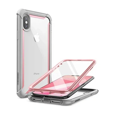 Abbildung von i Blason iPhone XS Hülle X [Ares] Handyhülle 360 Grad Bumper Case Robust Schutzhülle Clear Cover mit integriertem Displayschutz für 2017 / 5.8 Zoll 2018, Pink