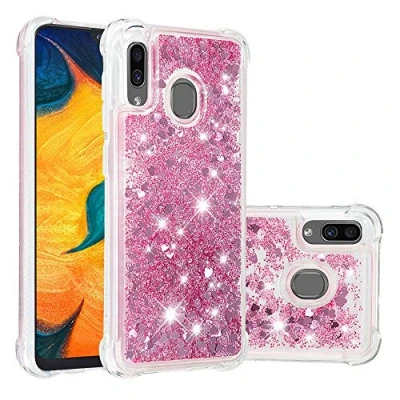 Abbildung von KBIKO zxl Kompatibel mit Samsung Galaxy A21 Glitzer Hülle,Mädchen Glitzern Handyhülle, Leicht Flüssigkeit Clear Back Cover rutschfest Silikon Schutzhülle für A21.Rose Gold YBL
