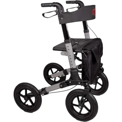 Abbildung von Antar Reise Rollator mit Luftbereifung, mehrfach faltbar für den Transport. AT51036