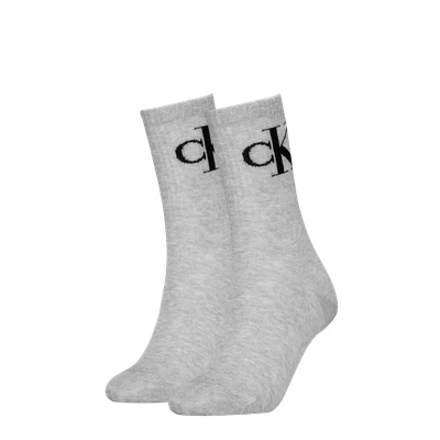 Abbildung von Calvin Klein 2P Women Monogram Crew Socks Grau Gr 39/42 Damen