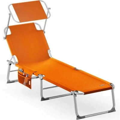 Abbildung von Casaria Gartenliege Orange, 1 St., Klappbar Wetterfest 150kg Belastbar Garten 190x59x29cm Orange