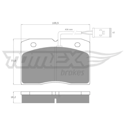 Abbildung von TOMEX brakes TX 11 40 Bremsbelagsatz Vorderachse mit integriertem Verschleißwarnkontakt IVECO: DAILY 2 Pritsche/Fahrgestell, Kasten/Kombi