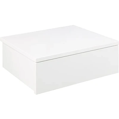 Abbildung von AC Design Furniture Asta Weißer Quadratischer Nachttisch mit 1 Schublade, zur Wandmontage, minimalistisches Design, Organisation des Schlafzimmers, B: 37 x H: 13 T: 32 cm