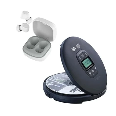 Abbildung von auvisio MP3 CD Player: Tragbarer Player, DAB+ Radio, Bluetooth und In Ear Stereo Headset (CDplayer, Radio Player Retro, Stereoanlage)
