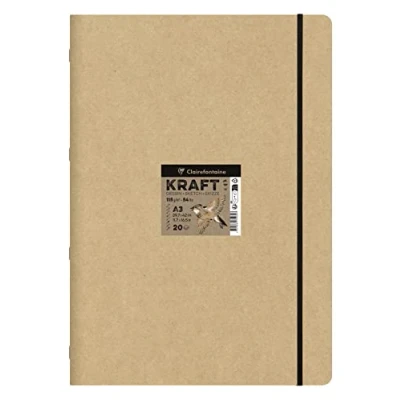 Abbildung von Clairefontaine 975939C Skizzenbuch Kraft Natur DIN A3 29,7x42cm, geheftet, 20 Blatt 115g, ideal für Multitechniken, 1