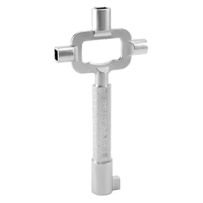 Abbildung von QWORK® Kurz Universal Bauschlüssel, Architektenschlüssel, Baustellenschlüssel mit Zylinder Messlehre, Schaltschrankschlüssel, Zinklegierung