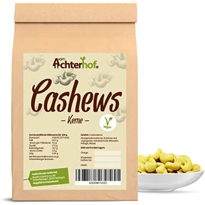 Abbildung von Cashewkerne 250g ganze Cashew Kerne Cashewnüsse mit milder, feiner, leicht süßlicher Geschmack ideal als purer Snack oder Topping von Salaten, Currys &amp; Co. vom Achterhof