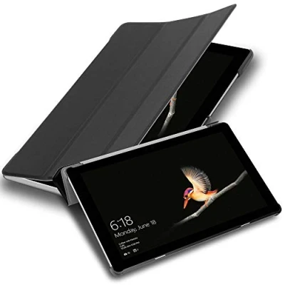 Abbildung von Cadorabo Hülle kompatibel mit Microsoft Surface GO Tablethülle ohne Auto Wake Up aus Premium Kunst Leder Flip Klappbare Stoßfeste Magnetische Cover für Tasche in Schwarz