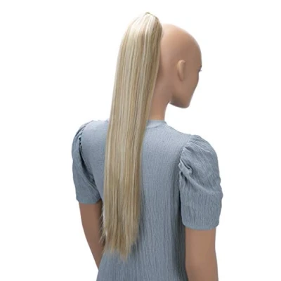 Abbildung von CAISHA 65cm Haarteil Mit Kordelverschluss Langhaar Zopf Pferdeschwanz Haarverlängerung Glatt Naturblond Strähnen PH628