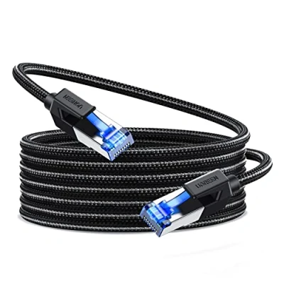 Abbildung von UGREEN Cat 8 LAN Kabel 40Gbps 2000MHz Superschnell Netzwerkkabel POE RJ45 Ethernet Wlankabel kompatibel mit PS5/4, Steam Deck, Xbox, Switch, Router, Modem ((20M)