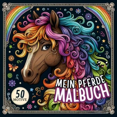 Abbildung von Mein Pferde Malbuch für Mädchen ab 10 Jahren: Pferdebuch als Geschenk Teenager 50 Pferdemotive unter anderem mit Pferdemandalas zum Ausmalen und Entspannen Malen