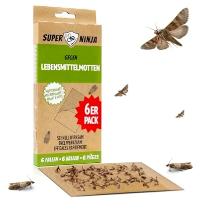Abbildung von Super Ninja Sustainable Pheromone Food Moth Traps Set of 6 Odorless Adhesive for All Rooms Long Lasting Effect Up to 12 Weeks