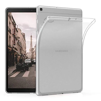 Abbildung von kwmobile Hülle kompatibel mit Samsung Galaxy Tab A 10.1 (2019) weiches TPU Silikon Case Transparent Tablet Cover Matt