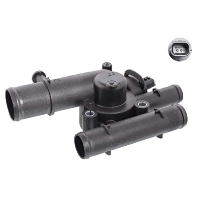 Abbildung von FEBI BILSTEIN 106201 Kühlwasserthermostat 89 mit Dichtung Temperaturschalter Gehäuse RENAULT: SCENIC 2, MEGANE 2 Stufenheck