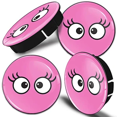 Abbildung von Biomar Labs® 4 x 60mm / 55mm Augen mit Wimpern Rosa Universal Kunststoff Nabenkappen Kappen Felgendeckel Radkappen Radnabendeckel Nabendeckel Auto Tuning C 17