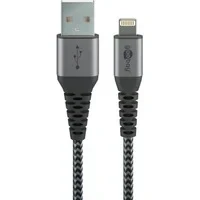Abbildung von Goobay 49269 Lightning auf USB Kabel / MFi Apple Ladekabel 480 Mbits iPhone Extrem robustes Textilkabel iPad Grau 2m
