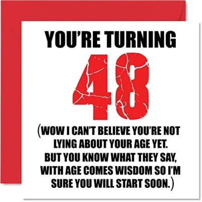 Abbildung von lustige Geburtstagskarten zum 48. Geburtstag für Männer und Frauen, mit Aufschrift &quot;Start Ly&quot;, Geburtstagskarte Vater, Mutter, Bruder, Schwester, Opa, Oma, Onkel, Tante, 145 mm x