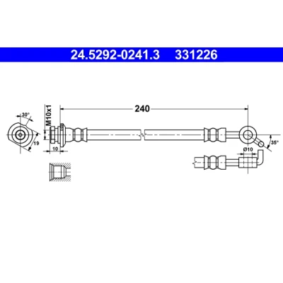 Abbildung von ATE 24.5292 0241.3 Bremsschläuche 240 M10x1 NISSAN: Qashqai / Qashqai+2 I, 2