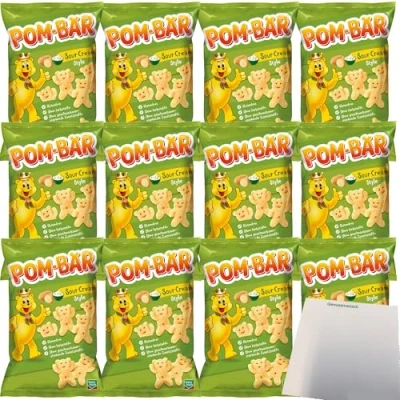 Abbildung von Pom Bär Sour Cream Kartoffelsnack VPE (12x75g Packung) + usy Block