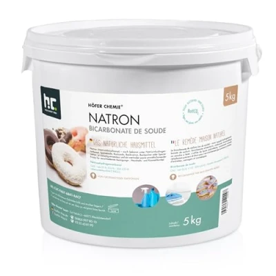 Abbildung von Höfer Chemie Natron Backsoda Natriumhydrogencarbonat 5 kg Pulver in Lebensmittelqualität Effektives Hausmittel Vielseitig Verwendbar