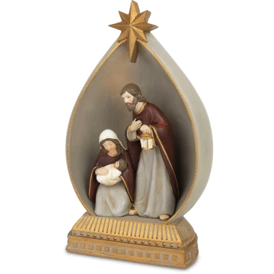 Abbildung von RIFFELMACHER &amp; WEINBERGER Krippe &quot;Weihnachtsdeko mit Hl. Familie&quot;, Weihnachtskrippe LED Beleuchtung, Höhe ca. 24 cm