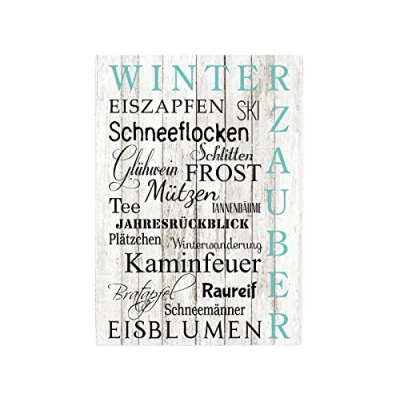 Abbildung von Interluxe 42x30cm Shabby Holzschild WINTERZAUBER EISZAPFEN Winter Dekoration Weihnachten Spruch Christmas Schnee