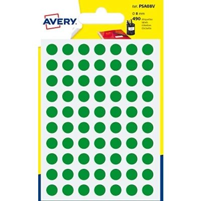 Abbildung von Avery psa08 V Schutzhülle de 490 Pastilles Durchmesser 8 mm A6 grün