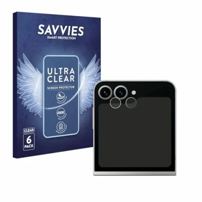 Abbildung von Savvies 6 Stück Schutzfolie für Samsung Galaxy Z Flip6 (NUR Kameraschutz) Displayschutz Folie Ultra Transparent