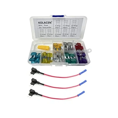 Abbildung von KOLACEN Automotive Auto Truck Mini Blade Typ Sicherung Assorted Kit 81 Stück + 3 16 Gauge Add a Schaltung Fuse TAP Adapter